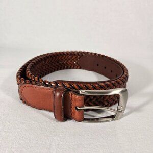 VINTAGE Hipster Western Genuine BROWN Leather Bonded Lacing BELT Men's Size 34.